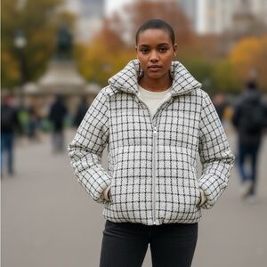 Jason Wu Black and White Checkered Puffer Jacket windowpane coat